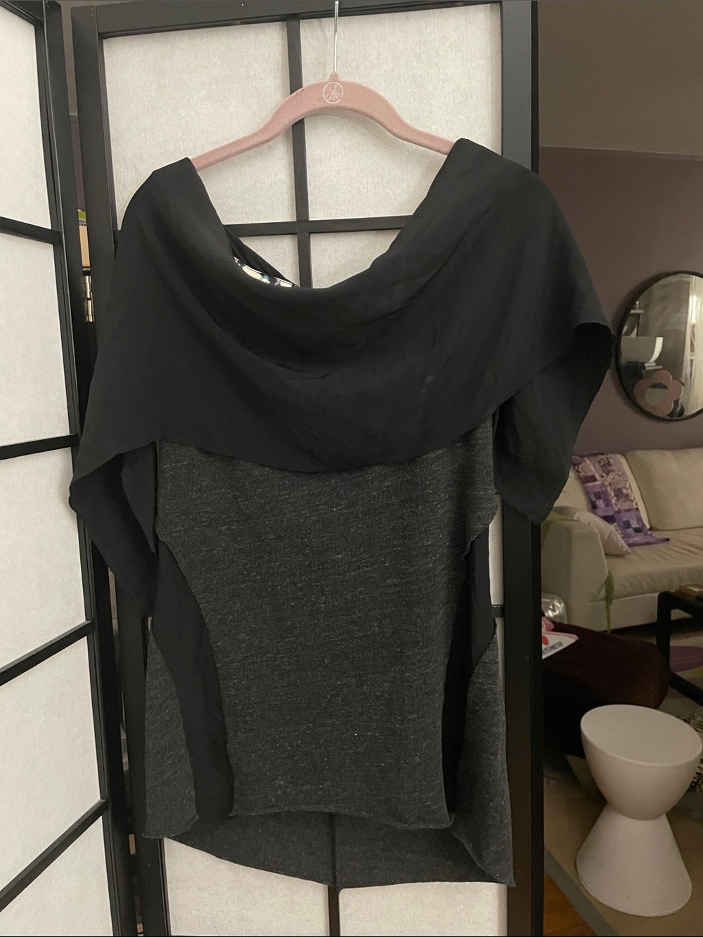 dolan Black Top with Purple Floral Lining
